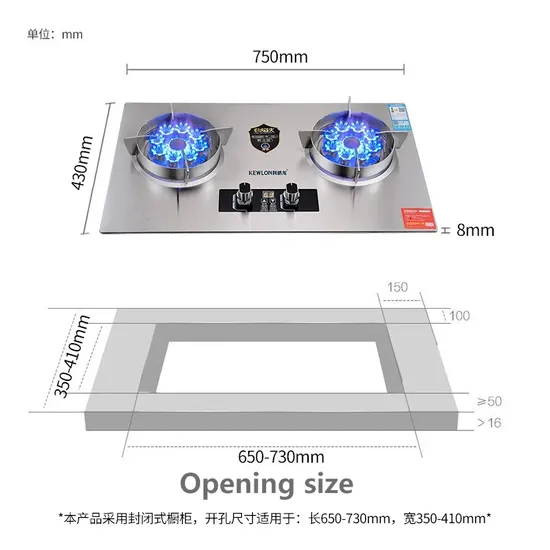 Freestanding Stainless Steel 2 Burner Gas Stove with Timing Function