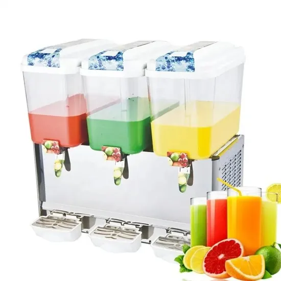 Buffet Supplies Restaurant Plastic Juice Container 3 Tanks with Tap Keeping Drink Stirring Style Beverage Dispenser