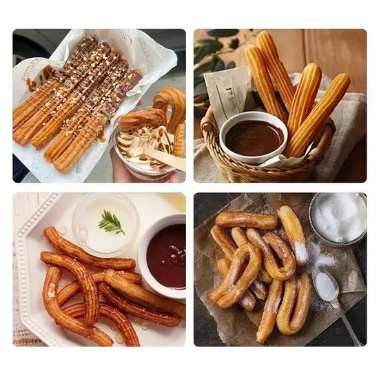 3L Stainless Steel Manual Churros Maker with Nozzle Attachments for Commercial Use