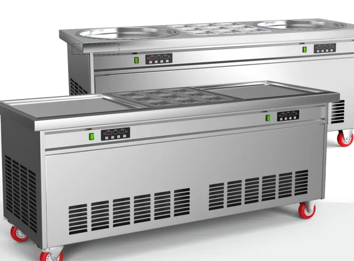 Premium Double Square Pan Intelligent Temperature Controller for Fried Ice Cream Rolls