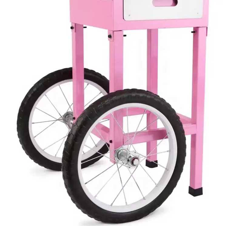 Professional Pink Cotton Candy Machine with Wheels for Hot Sale