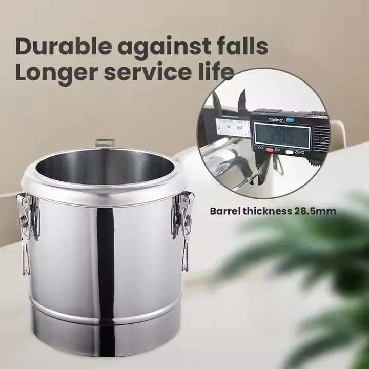 30L Commercial Insulated Food Transport Barrels Stainless Steel Container Water Food Insulated Barrel with Water Tap Layer Insulation Barrel