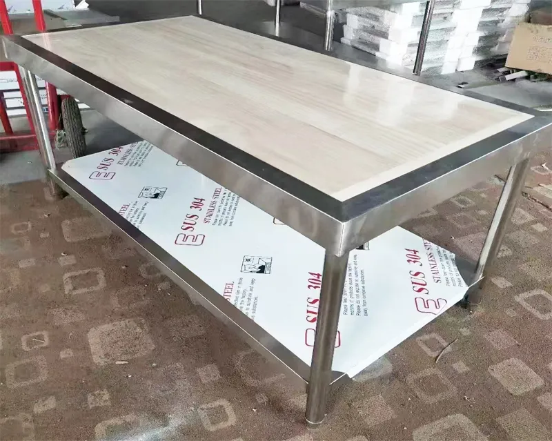 Restaurant Two Layer Work Table with Racksplash