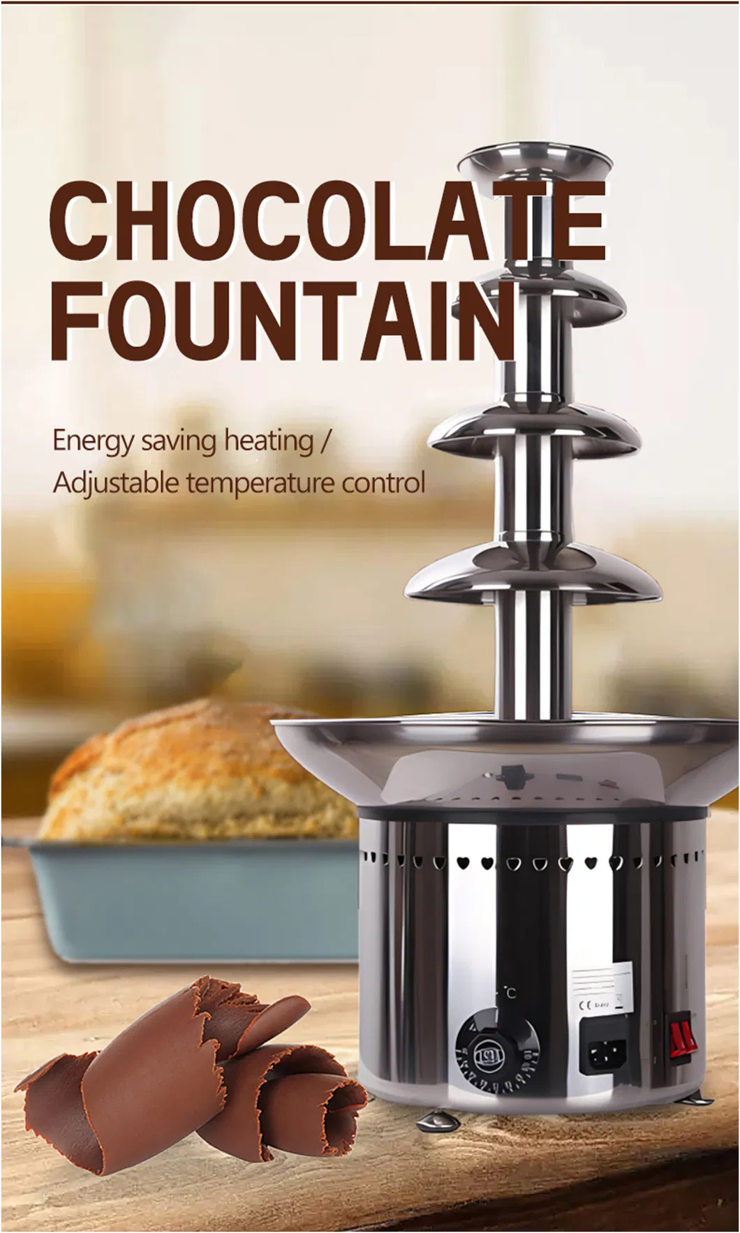 4 Tiers Commercial Chocolate Fountain for Restaurant