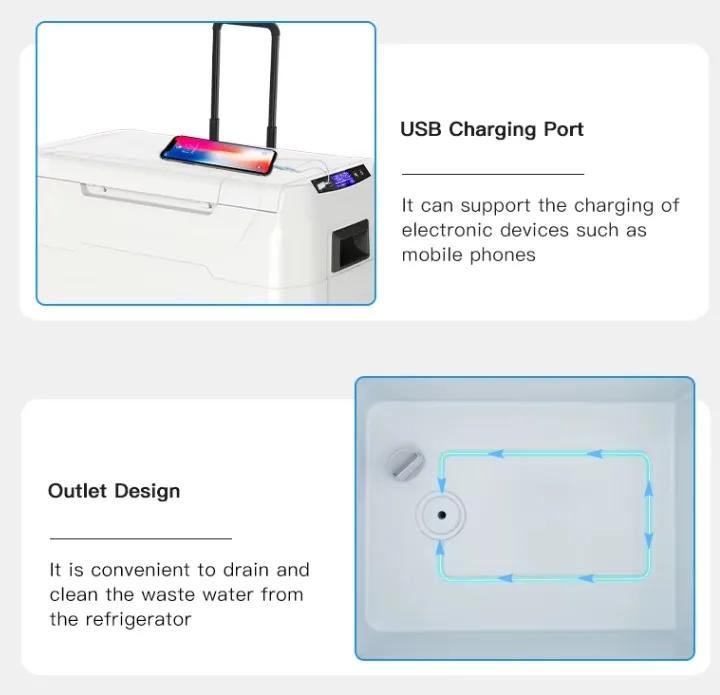 T55 50L Compressor Car Fridge Portable USB Charging for Camping /Outdoor/Hotel/Household Use