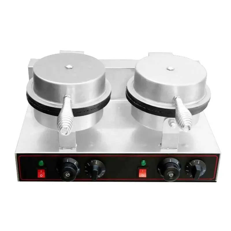 Commercial Waffle Maker Double Heads Waffle Machine Non-Stick Round Waffle Maker Professional Crispy Machine