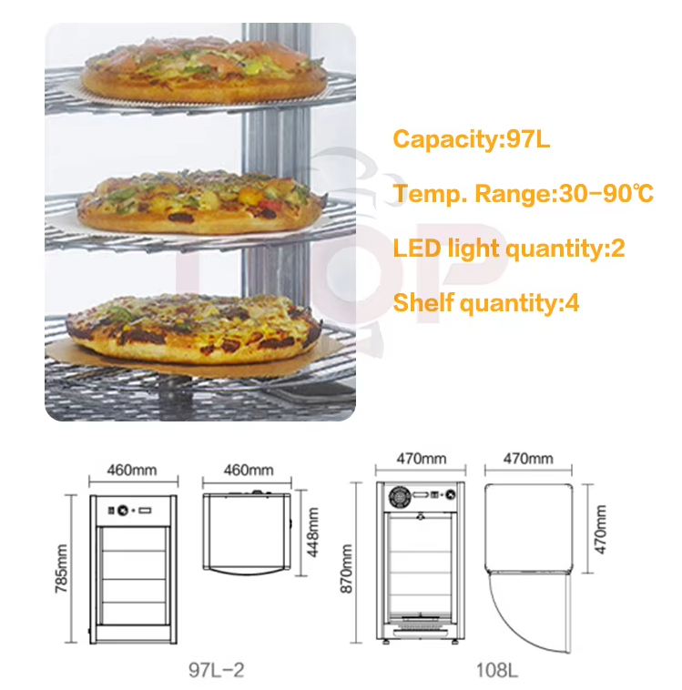 CE Approved Hot Sale 97L Commercial Curved Heating Showcase with Display Cabinet for Restaurant, Bakery on Sale
