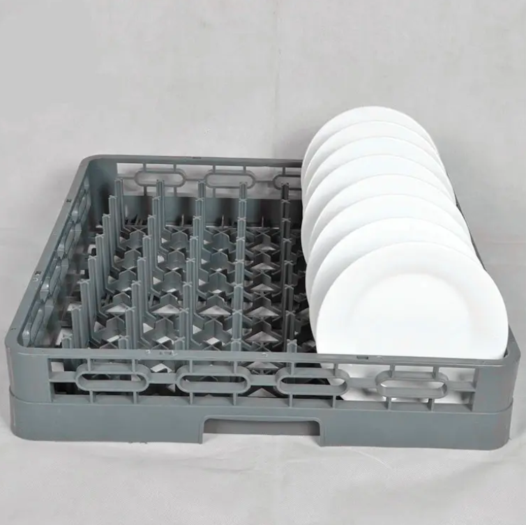 64-Compartment Plastic Tray Plate Washing Rack for Commercial Dishwasher