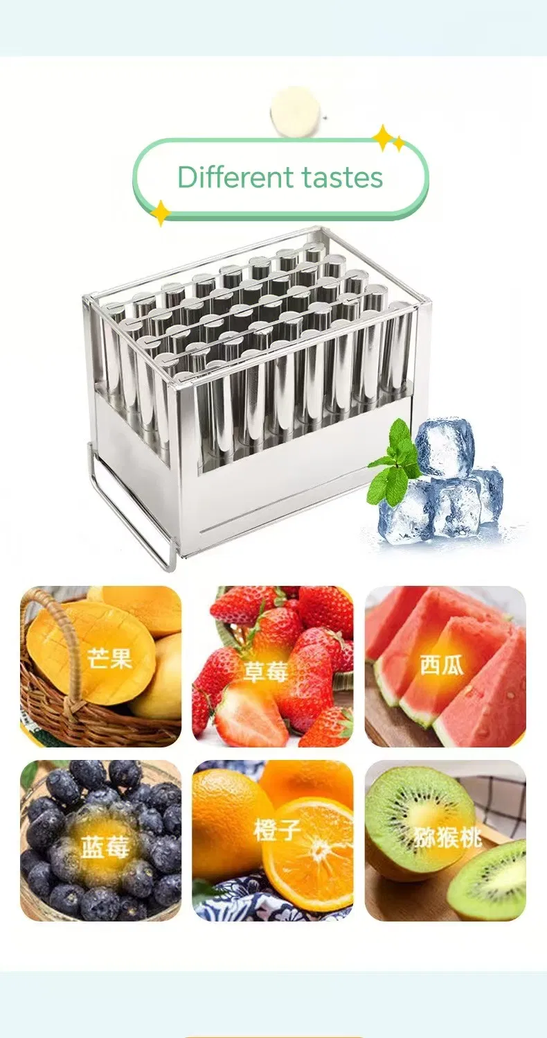 Commercial Snack Maker 40 Cavities Stainless Steel 75ml Popsicle Mold Ice Lolly Maker Ice Cream Mold for Juicer Machine