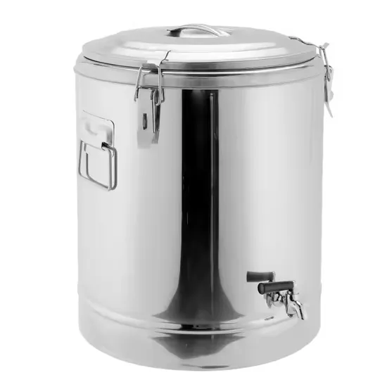 30L Commercial Insulated Food Transport Barrels Stainless Steel Container Water Food Insulated Barrel with Water Tap Layer Insulation Barrel