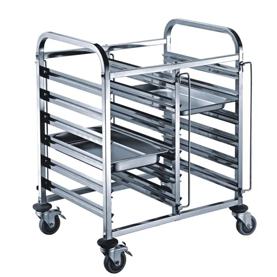 Commercial Stainless Steel 6 Layer Double Line Tray Trolley