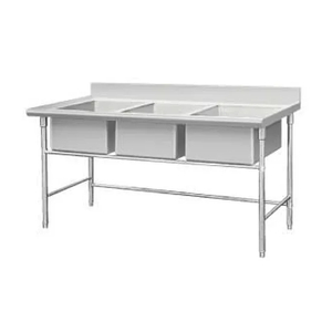 Kitchen Stainless Steel Wash Three Basin Sink Table