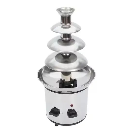 110V/60Hz 220V/50Hz Stainless Steel 4 Tiers Chocolate Fondue Fountain