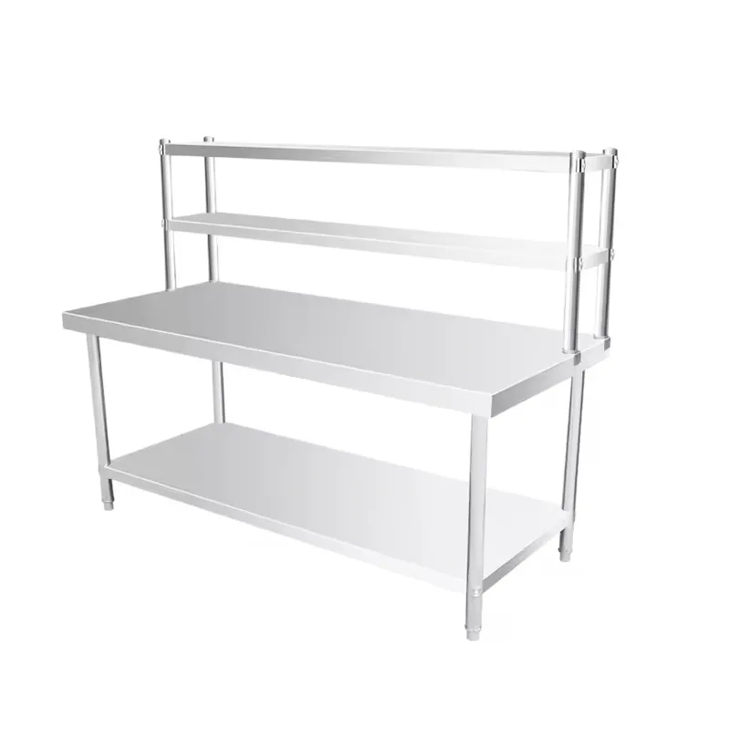Restaurant Two Layer Work Table with Racksplash