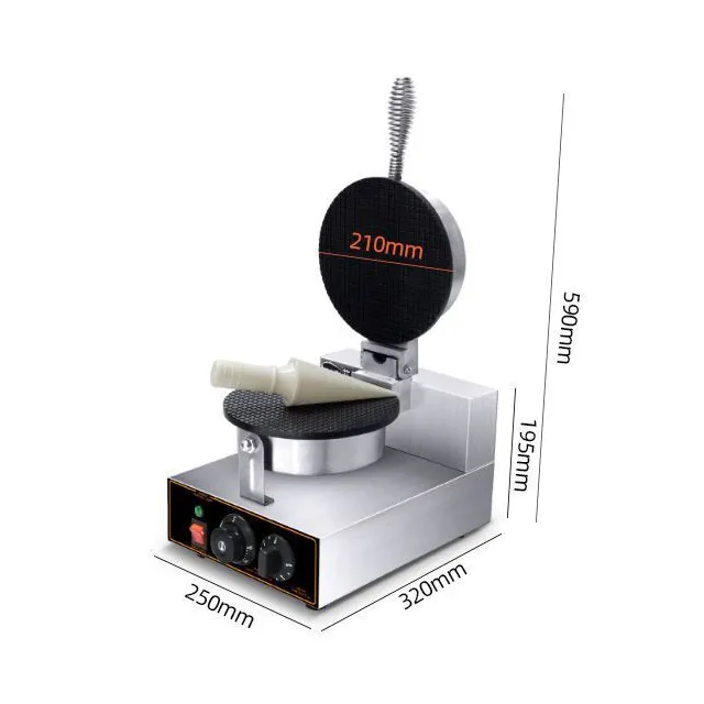 Commercial Stainless Steel Electric Single Plate Ice Cream Cone Waffle Maker Cone Ice Cream Machine