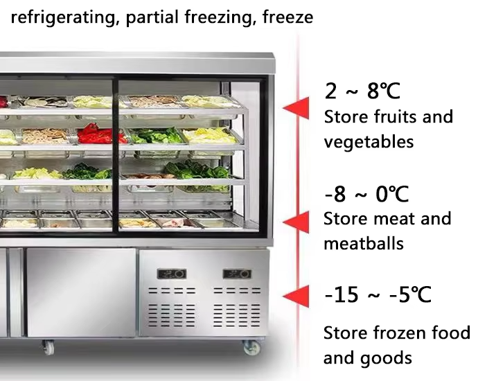 Dual Temperature Commercial Refrigerator Freezer for Fresh Food Display