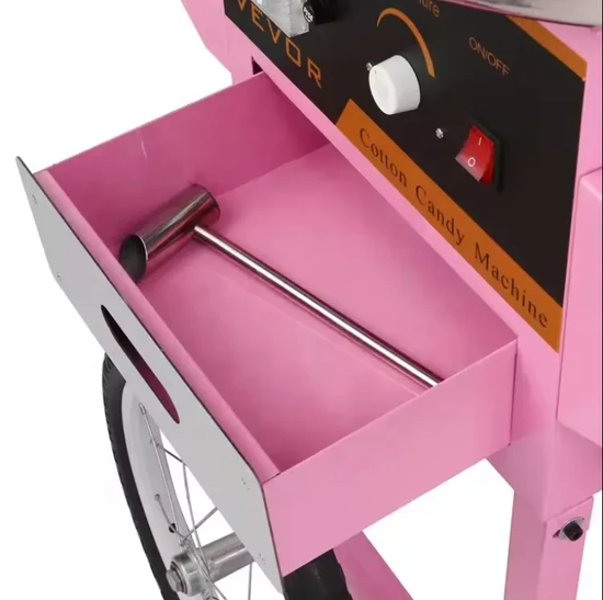 Professional Pink Cotton Candy Machine with Wheels for Hot Sale