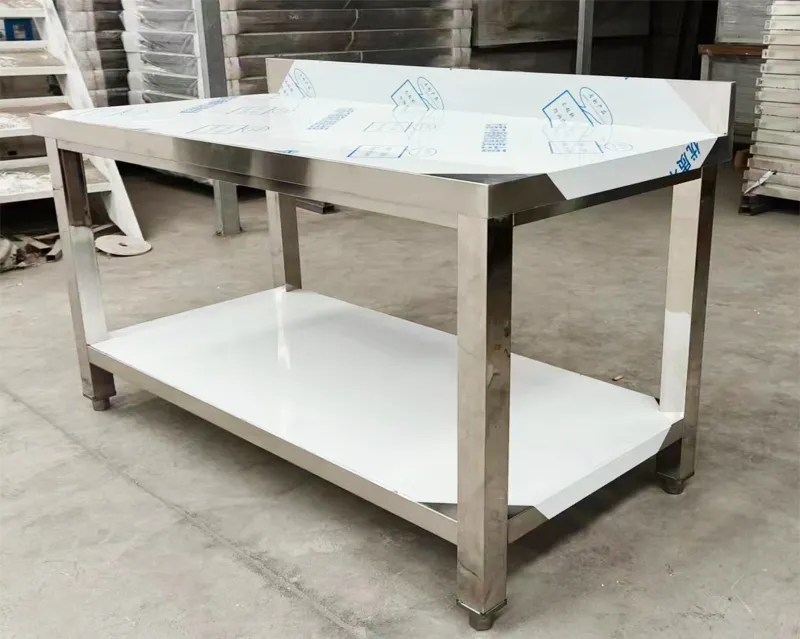Restaurant Two Layer Work Table with Racksplash