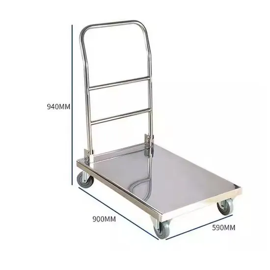Heavy-Duty Stainless Steel Kitchen Hand Cart for Easy Transport Platform Hand Cart