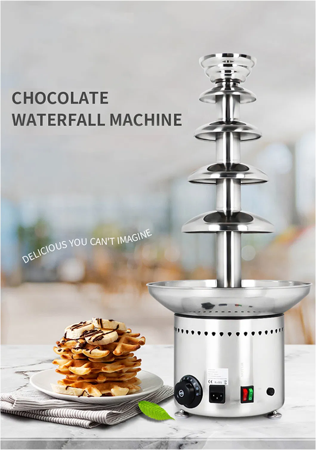 4 Tiers Commercial Chocolate Fountain for Restaurant