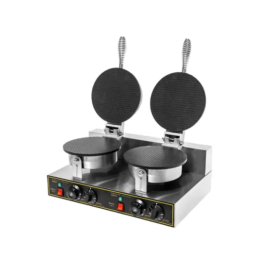 Stainless Steel Electric Double Plate Ice Cream Cone Waffle Maker