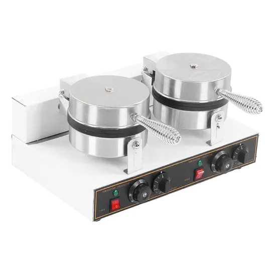 Commercial Waffle Maker Double Heads Waffle Machine Non-Stick Round Waffle Maker Professional Crispy Machine