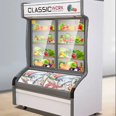 Double-Temperature Energy-Saving Cabinet for Supermarket Vegetables Display Fridge