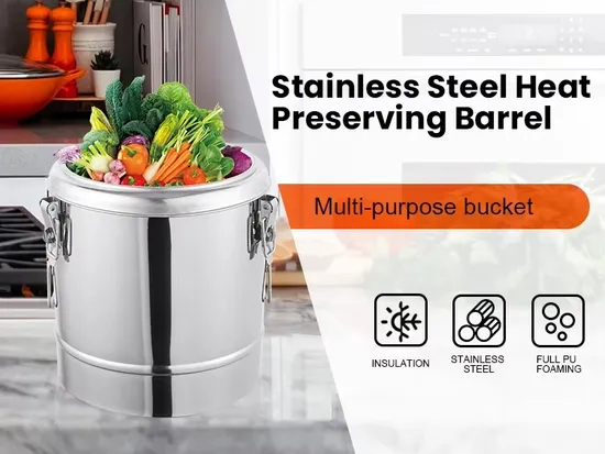 30L Commercial Insulated Food Transport Barrels Stainless Steel Container Water Food Insulated Barrel with Water Tap Layer Insulation Barrel