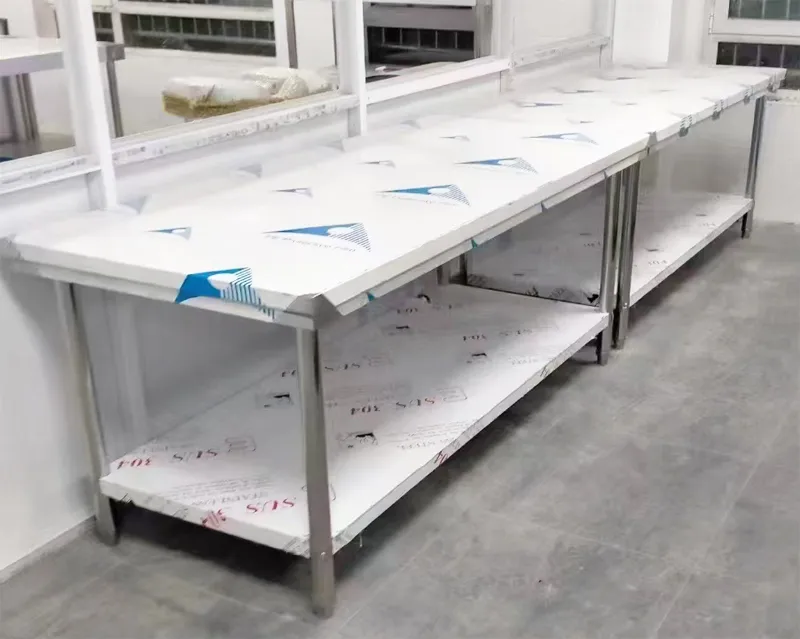 Restaurant Two Layer Work Table with Racksplash