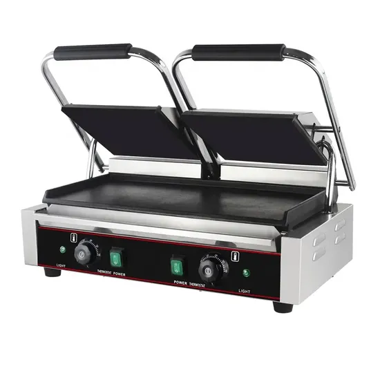 Stainless Steel Double Press Plate Sandwich Maker Machine