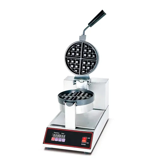 Commercial Snack Equipment Single Plate Digital Electric Rotary Waffle Maker