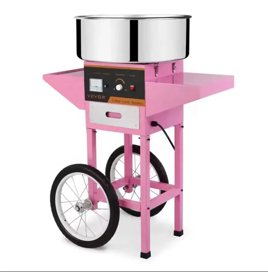 Professional Pink Cotton Candy Machine with Wheels for Hot Sale