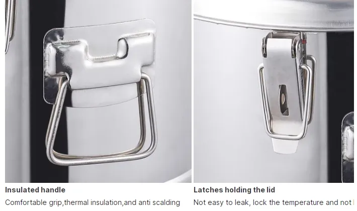 30L Commercial Insulated Food Transport Barrels Stainless Steel Container Water Food Insulated Barrel with Water Tap Layer Insulation Barrel