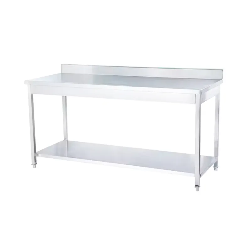 Restaurant Two Layer Work Table with Racksplash