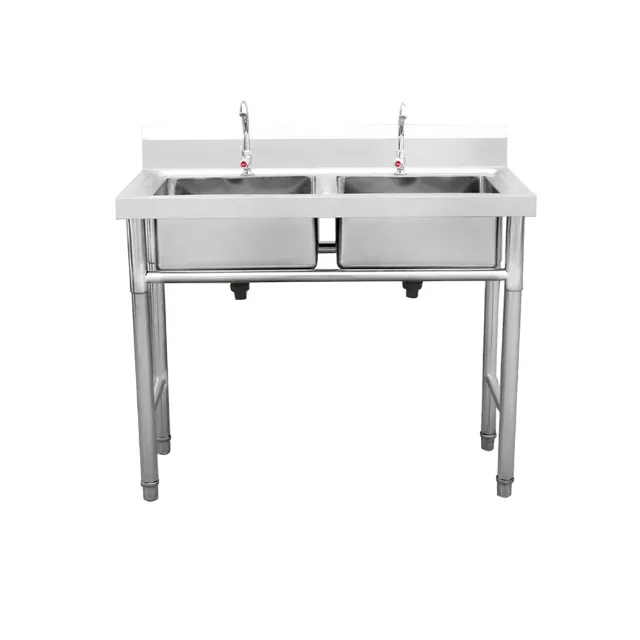 Kitchen Stainless Steel Wash Three Basin Sink Table