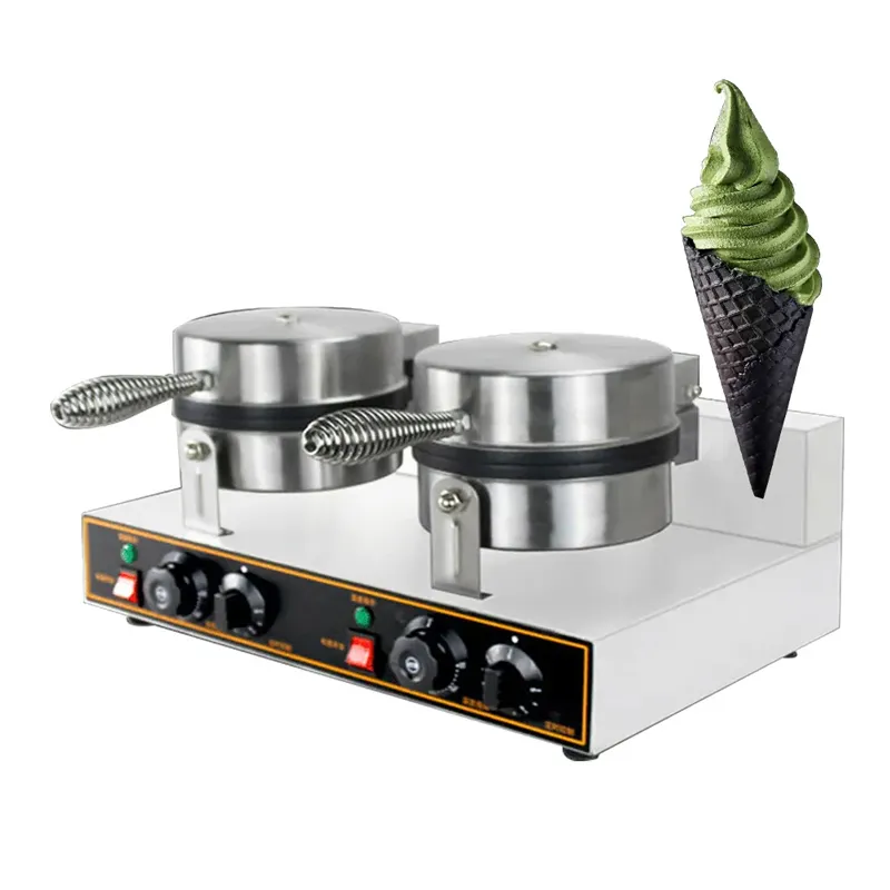 Stainless Steel Electric Double Plate Ice Cream Cone Waffle Maker