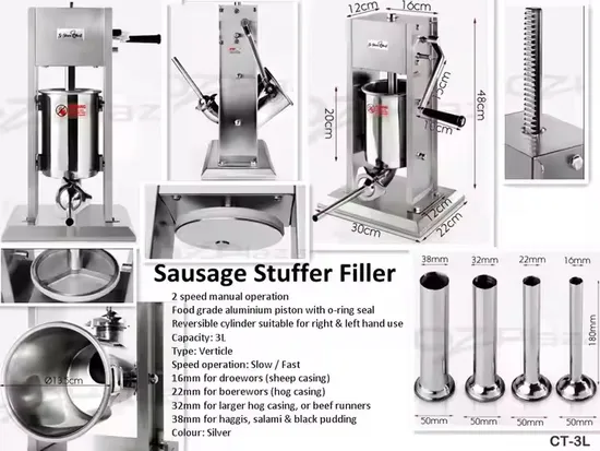 Heavy-Duty Manual Sausage Stuffer with Multiple Nozzle Sizes