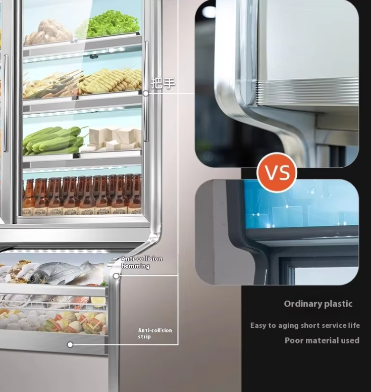 Double-Temperature Energy-Saving Cabinet for Supermarket Vegetables Display Fridge