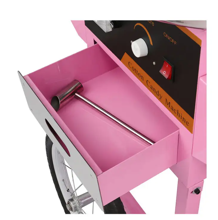 Professional Pink Cotton Candy Machine with Wheels for Hot Sale