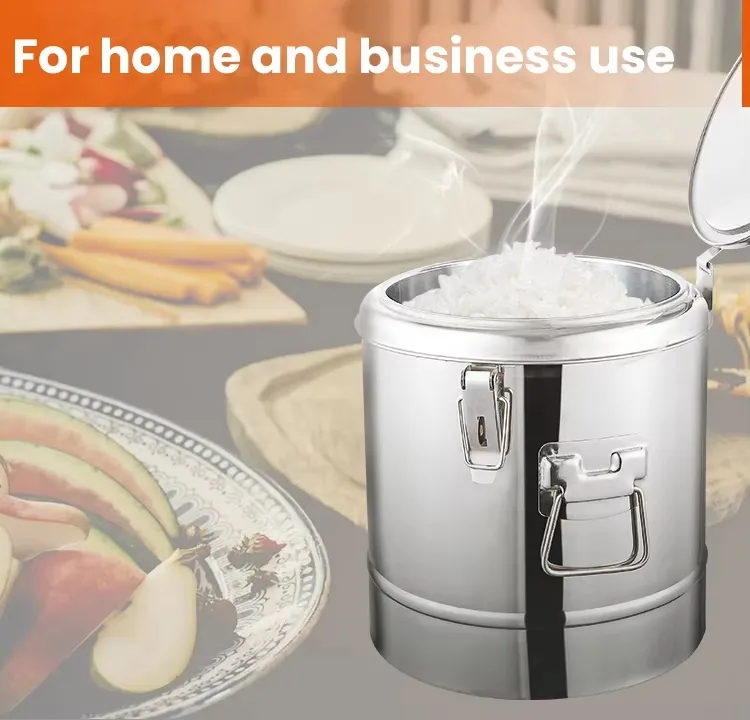 30L Commercial Insulated Food Transport Barrels Stainless Steel Container Water Food Insulated Barrel with Water Tap Layer Insulation Barrel