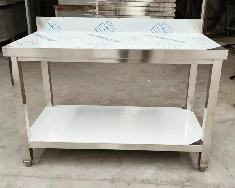 Restaurant Two Layer Work Table with Racksplash
