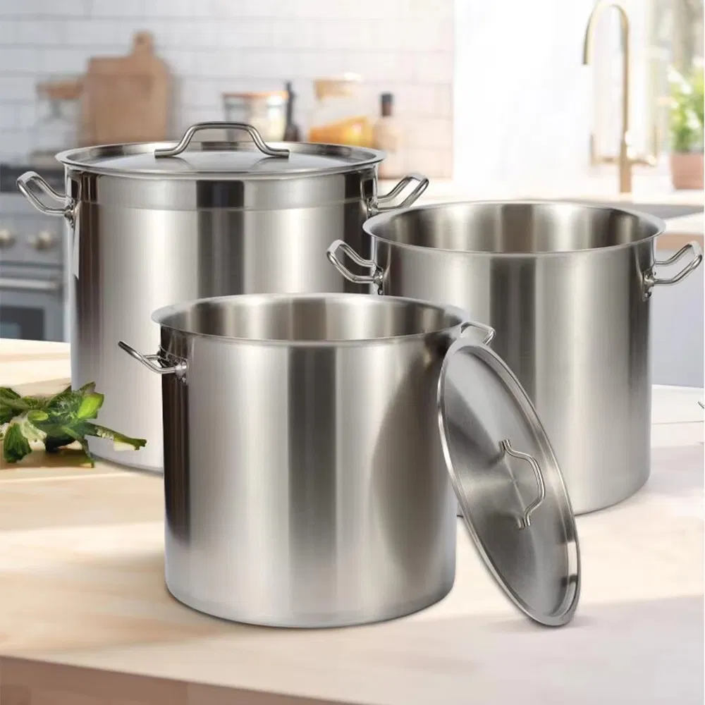 12L Custom 6L~225L Multi Sizes Stainless Steel Stock Pot High Pot Cookware Large Cooking Pot for Home Restaurant Soup Barrel