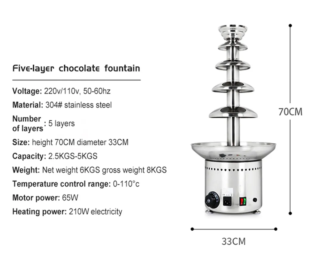 4 Tiers Commercial Chocolate Fountain for Restaurant