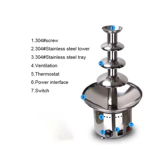 4 Tiers Commercial Chocolate Fountain for Restaurant