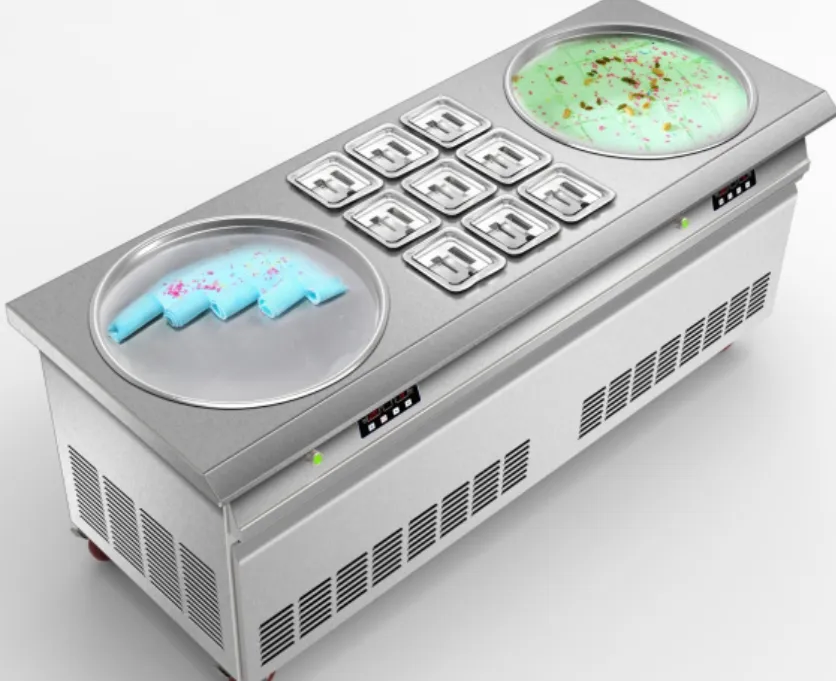 Premium Double Square Pan Intelligent Temperature Controller for Fried Ice Cream Rolls