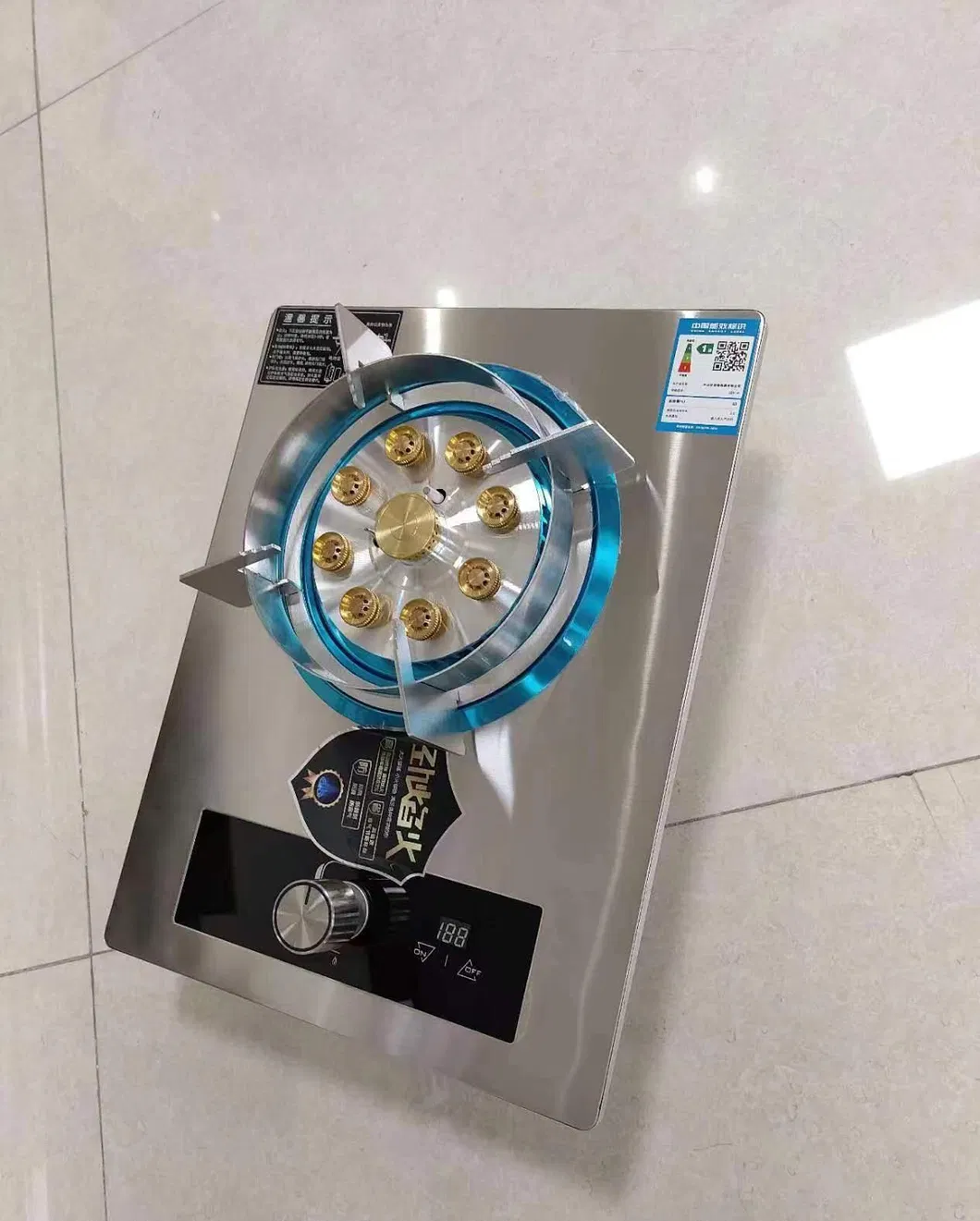 Stainless Steel Single Burner Gas Stove with Nine-Hole Design