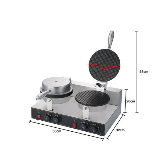 Stainless Steel Electric Double Plate Ice Cream Cone Waffle Maker